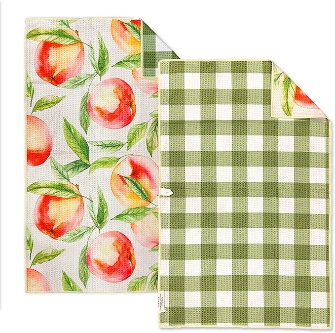 Reversible Microfiber Towel - Ultra Absorbent, Quick-Drying Hand Towels - Modern Design, Scratch-Free, Lint-Free for Kitchen, Bathroom, Car Cleaning - 19x29 Inches, Set of 1 (Peaches & Cream)