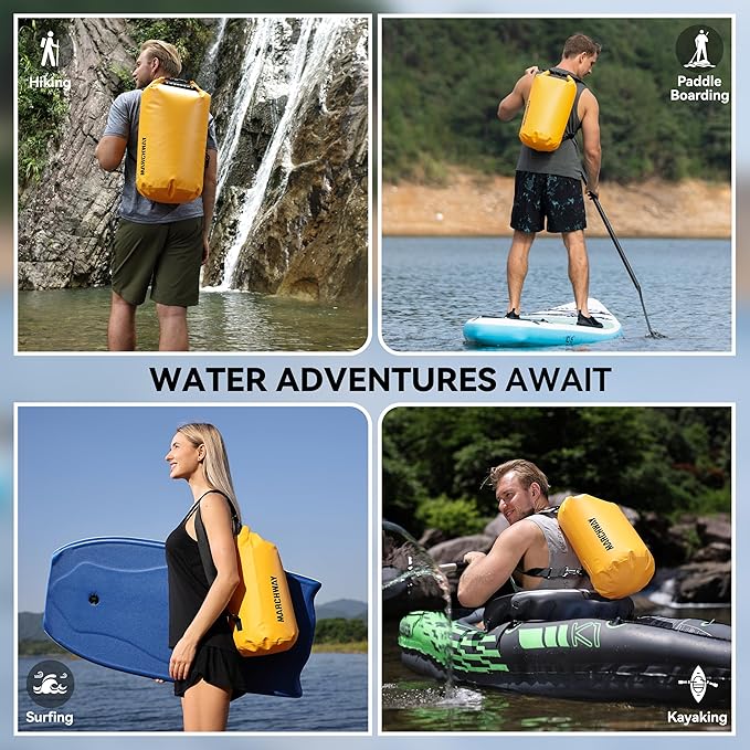 MARCHWAY Floating Waterproof Dry Bag Backpack 5L/10L/20L/30L/40L, Roll Top Sack Keeps Gear Dry for Kayaking, Rafting, Boating, Swimming, Camping, Hiking, Beach, Fishing