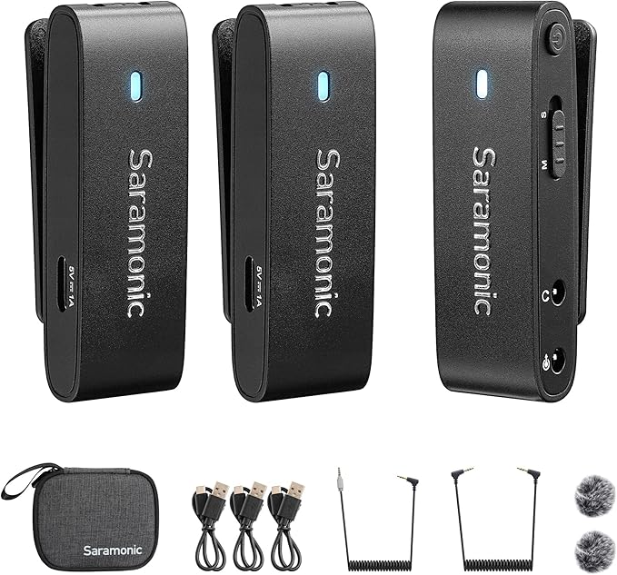 Saramonic Blink300 B2 Dual-Channel Wireless Lavalier Microphone for Camera Smartphone - Omnidirectional Condenser Mic for Video Podcast Vlog Live Stream