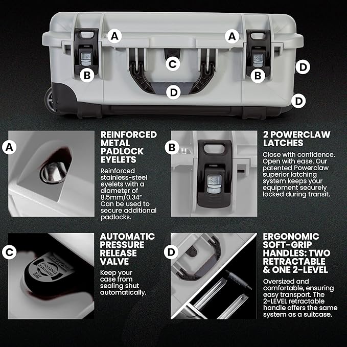 NANUK 935 Hard Case – Waterproof Equipment Case with Wheels, 22” x 14” x 9” – Dustproof and Impact Resistant, Airline Carry-On Approved – Silver