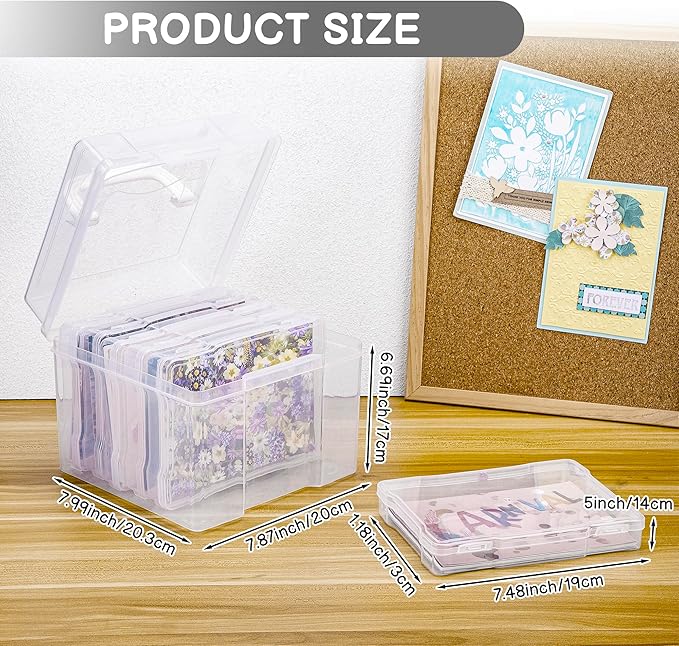 CraftGenes Photo Organizers and Storage 5x7 with Handle, 6 Inner Plastic Photo Storage Box, Dustproof Picture Containers for Index Cards, Stamps, Crafts, Seeds, Sticker Storage
