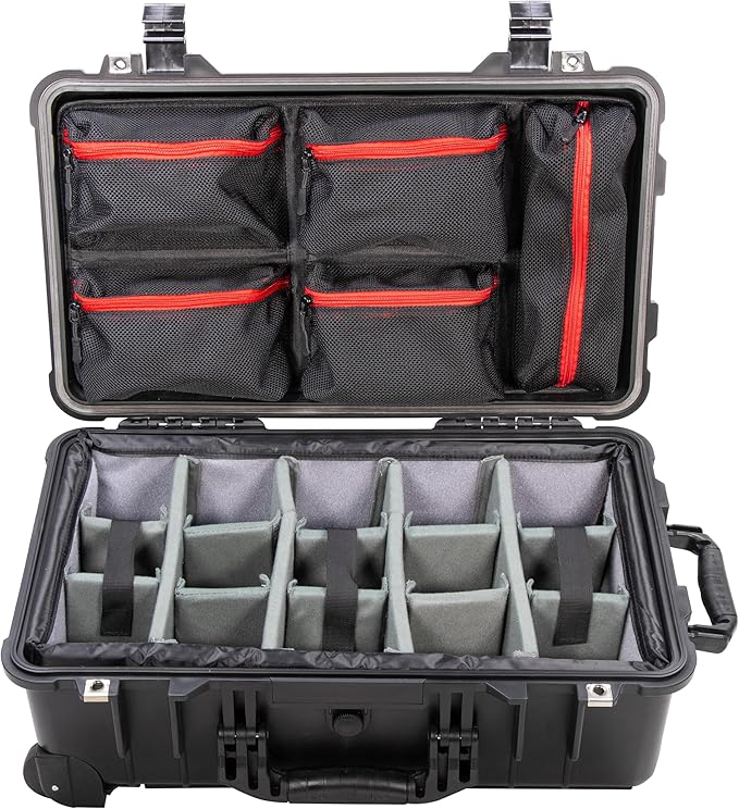 Eylar 22" Rolling Carry-On Travel Hard Camera Case with Adjustable Padded Divider & Lid Organizer, Waterproof, Shockproof For Equipment, Drones And Cameras, TSA Standard