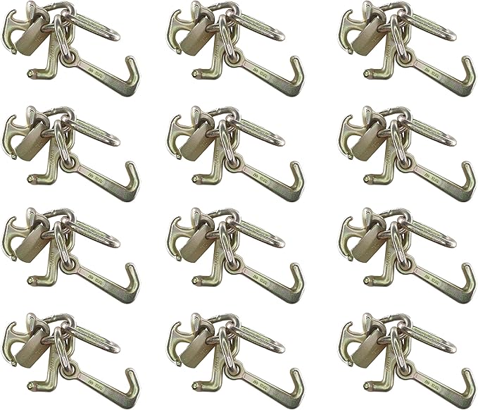 Mega Cargo Control 5/16" G70 RTJ Cluster Hook w/Link | Towing Hooks for Tow Truck, Heavy Duty Wrecker Hauler, Hauler Trailer (12 - Pack)