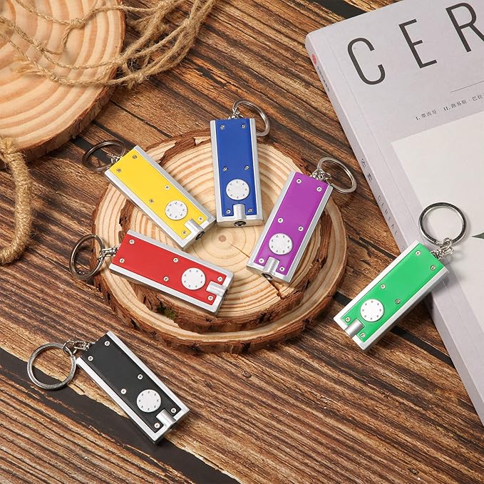 Mudder 12 Pcs Mini LED Keychains Light Torch Flashlight Key Ring Portable Key Chain Flash Light for Camping Outdoor Gift(Bright)
