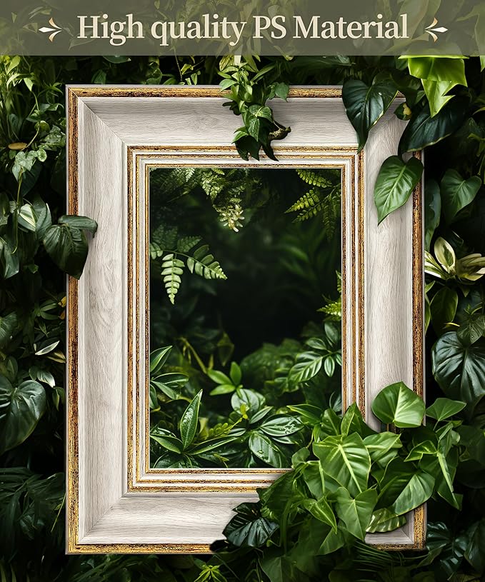 Afuly 4x6 Picture Frames Vintage Antique Photo Frame Gold White for Tabletop Single Display Wall Hanging Tabletop Distressed Wedding Birthday Gifts for Grandma Friends Family