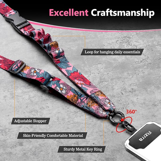 Azrra Adjustable Crossbody Phone Lanyard: Universal Crossbody Phone Strap Adjustable Cell Phone Lanyard for iPhone Samsung
