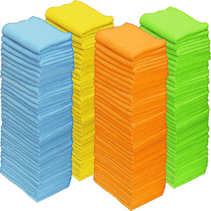 Simple Houseware Microfiber Cleaning Cloth 150 Pack, 12" x 16", 4 Colors
