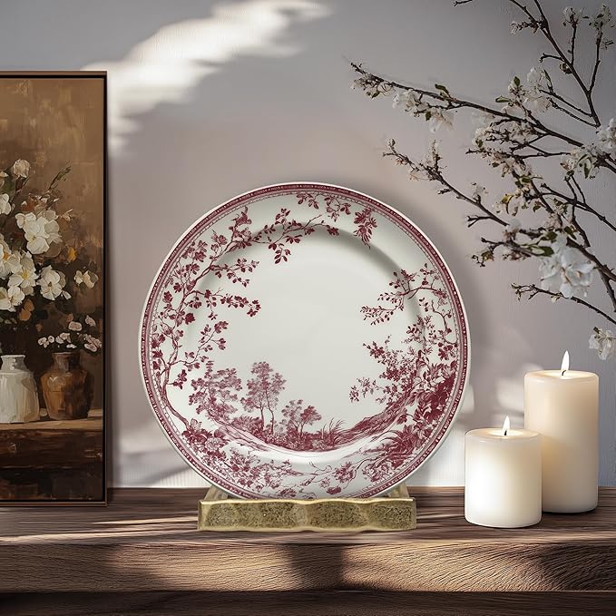 BEGINS Plate Stands for Display Hand-Forged, Solid Vintage 8-Inch Plate Display Stand, Decorative Metal Plate Holder for Book, Platter, Plaque, Photo Frame, Tabletop Art (Gold)