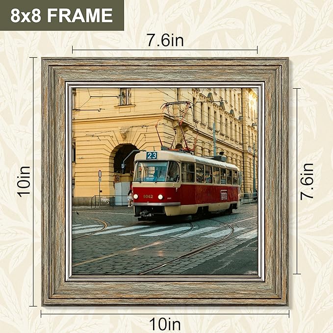 Vittanly 8x8 Picture Frame Set of 4, Vintage Photo Frame for Wall or Tabletop, Display 8x8 Pictures, Rustic Farmhouse Home Decor, Multicolour