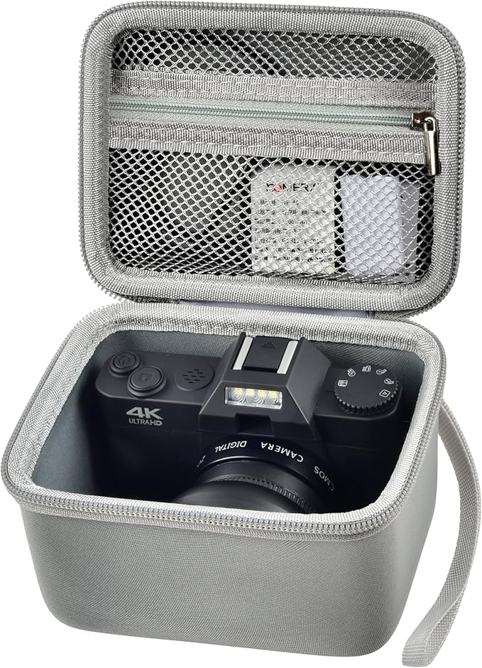 Vlogging Camera Case Compatible with for Duluvulu/for VJIANGER/for JGIPL/for TEBNGIHNM 4K Digital Cameras for Youtube. Vlog Camera Carrying Storage for Lens, Cable and Other Accessories - Grey