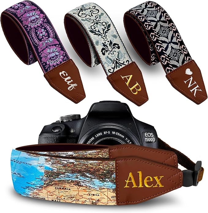 Art Tribute Camera Strap for All DSLR and Mirrorless Cameras. Add Your Name Or Initials Make It a Personalized Gift