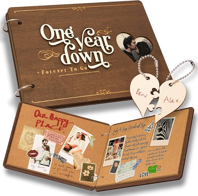 Stofinity 1 Year Anniversary Boyfriend Gifts - One Year Dating Gifts For Her Girlfriend, 1 Year Anniversary Scrapbook, 1st Wedding Gift