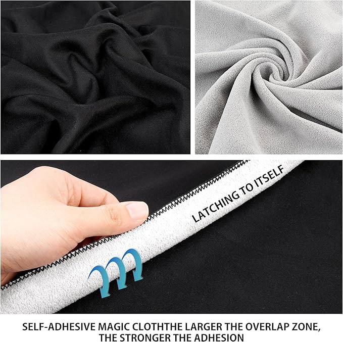 3pcs Pack Camera wrap, Protective Wrap, Magic Self-Adhesive Cloth, Anti-scratch Lens Camera Wrap, Folding, Washable, Lens pouches, Soft cloth with a sticky for camera Black