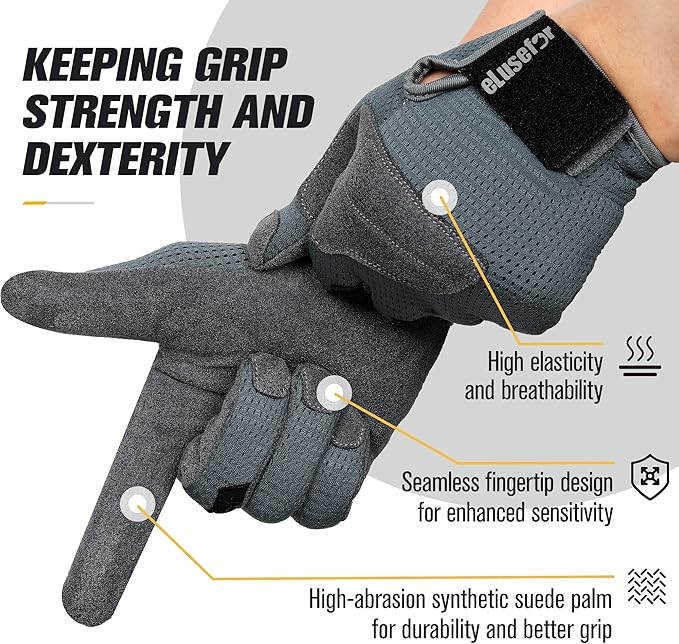 eLusefor Natural Tactile Shooting Glove: Seamless Wrap-Fingers Design, 360° Touchscreen Freedom, Customizable Badge