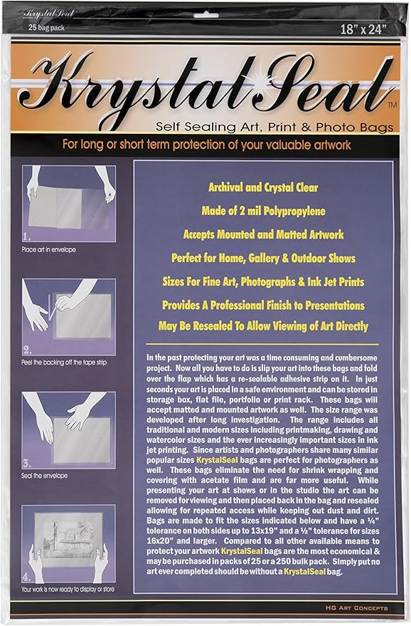 Krystal Seal Archival Art and Photo Bags 25-Pack 18x24"