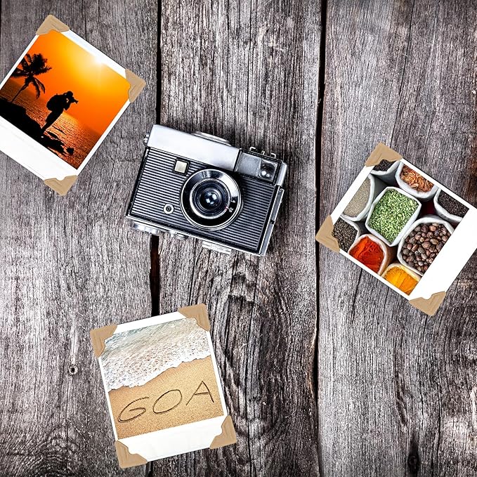 Classicseali 600PCS Photo Corner Stickers,Self-Adhesive Scrapbook Picture Corners, Picture Corners for Scrapbooking, for Photos Albums, DIY Scrapbook Stickers, Memory Books, Diaries, Khaki