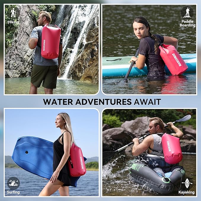 MARCHWAY Floating Waterproof Dry Bag Backpack 5L/10L/20L/30L/40L, Roll Top Sack Keeps Gear Dry for Kayaking, Rafting, Boating, Swimming, Camping, Hiking, Beach, Fishing