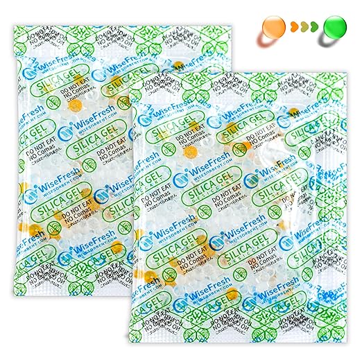 Silica Gel Packets, [60Pcs ] 10 Gram Food Safe Desiccant Packs, Orange to Green Indicating- Moisture Absorbers for Storage