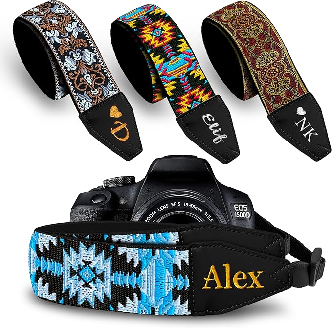 Art Tribute Camera Strap for All DSLR and Mirrorless Cameras. Add Your Name Or Initials Make It a Personalized Gift