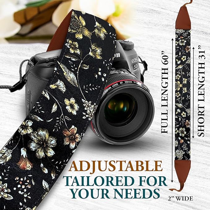 Art Tribute Camera Strap for All DSLR and Mirrorless Cameras. Add Your Name Or Initials Make It a Personalized Gift