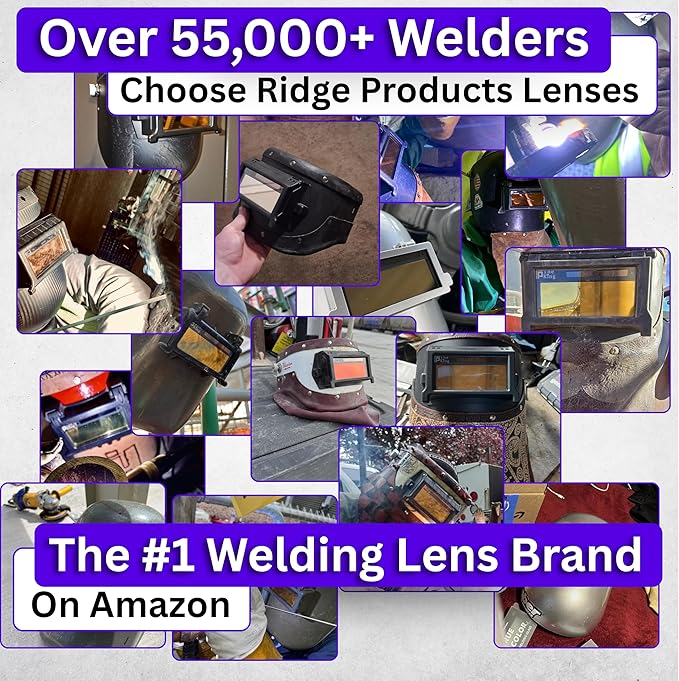 The Prince 1.0 | Shade 5-13 Adjustable Silver Auto Darkening Welding Lens | 2" x 4 1/4" x 0.33" | Adjusts From Shades 5-13 | Silver Front - Light Blue Weld View | Ridge Products Royal Series