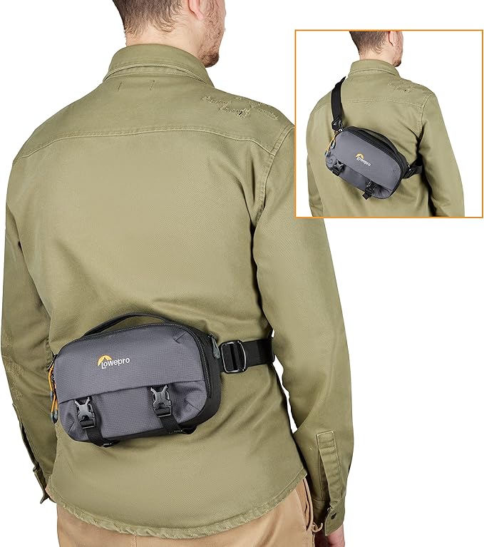 Lowepro Trekker Lite Hp 100, Compact Camera Backpack with Tablet Pocket, Camera Bag for Crop-Sensor Mirrorless, Ultracinch Compression System, Grey