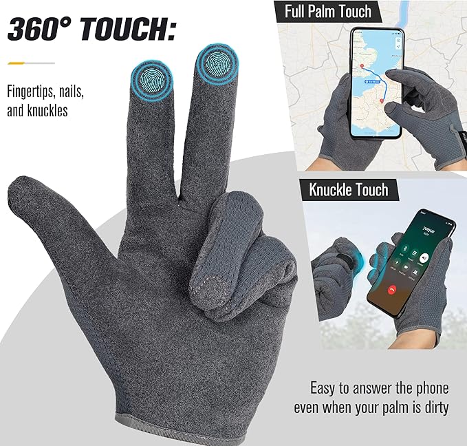 eLusefor Natural Tactile Shooting Glove: Seamless Wrap-Fingers Design, 360° Touchscreen Freedom, Customizable Badge