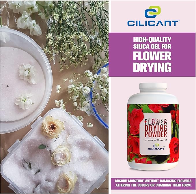 CILICAnT Silica Gel Flower Drying Powder, DIY Dry Flowers, Potpourri, Gel Silica Sand for Drying Flowers, DIY Flower Preservation, Reusable Color Indicating Beads 950ml (Pack of 3)