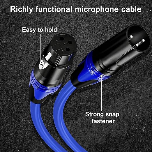XLR Cable 10FT 2Pack Green+Blue- Premium Balanced Microphone Cable 3-Pin XLR Male to Female Mic Speaker Cable, Pure Copper and Plated Conductors