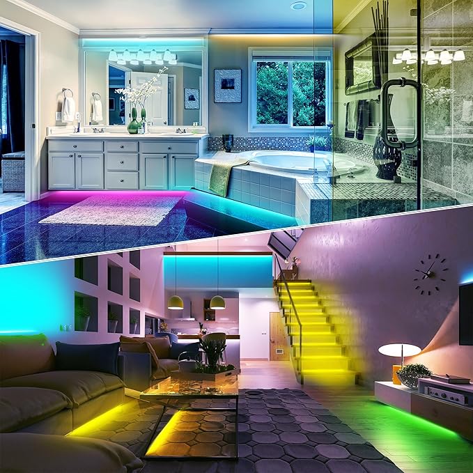 Led Lights for Bedroom Smart App Controlled 300FT(3 Rolls) RGB Strip Lights for Bedroom, Sync with Music, Ideal for Home Party and Room Decoration