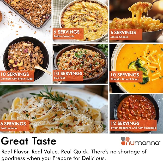 Numanna Family Pack Bucket 5,184 Servings 36-Months Emergency Meal Kit | Easy-to-Prepare, Non-GMO Freeze-Dried Survival Food | Everyday Meals in Resealable Pouches | Made in USA | 25+ Year Shelf Life