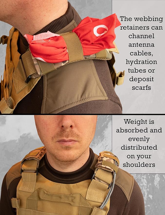 Shoulder Strap Pad for Optimal Weight Distribution, Plate Carrier Shoulder Pads with Velcro, Backpack Strap Pads, Shoulder Strap Cushion for Tactical and Weighted Vests, Body Armor, Waist Belts