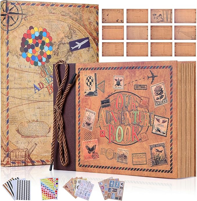 Adventure Book Diary Photo Scrapbook, Adventure Wedding Planning Book Inspired by the 'Up' Saga,Ideal for Memories,Couples' Anniversaries,Weddings,Traveling,Birthdays,Christmas,Newly Engaged Couples