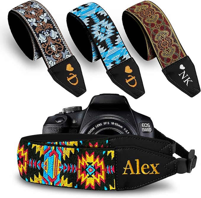 Art Tribute Camera Strap for All DSLR and Mirrorless Cameras. Add Your Name Or Initials Make It a Personalized Gift