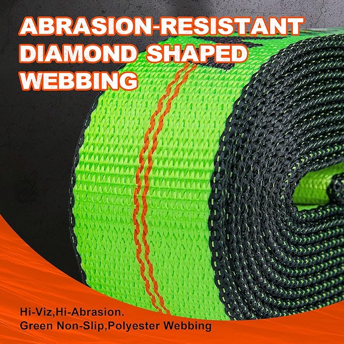 2" x 8' Strap w/RTJ Cluster Hook,4 Pack,Recovery Winch Strap,Replacement Automatic Tie Down Strap for Tow Trucks,Vehicle Wrecker tie Down Straps for Towing