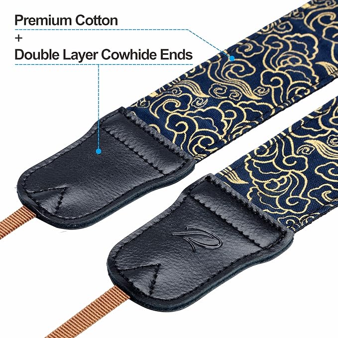 Padwa Lifestyle Plaid Camera Strap - 2" Wide Double Layer Cowhide Head,Cotton Camera Shoulder Straps