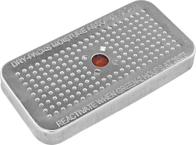 Dry-Packs Indicating Silica Gel 40 Grams in Sturdy Aluminum Dehumidifying Canister - No Cobalt Chloride II - DP40CAN