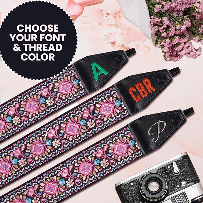 Art Tribute Camera Strap for All DSLR and Mirrorless Cameras. Add Your Name Or Initials Make It a Personalized Gift