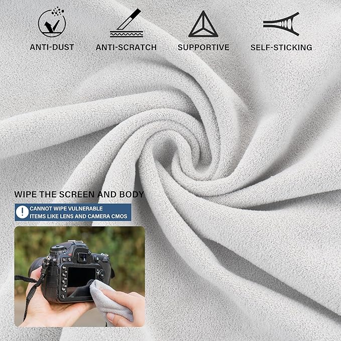 Walking Way Protective Wrap, Self-Adhesive Magic Cloth Camera Wrap, Storage Cloth, Anti-Scratch, Dustproof, Washable Lens Pouch for DSLR, Smartphones, Laptops, Cosmetic