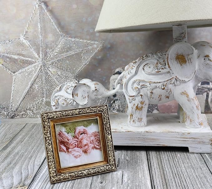 Hymmah 3 * 3inch Mini Wallet Picture Frame Vintage Photo Frame Ornate Textured Hand-Crafted Resin Frame with Easel&Hook for Tabletop&Wall Display,Photo Gallery,Art