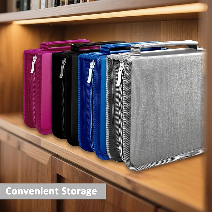 DVD Case CD Storage,40 Capacity CD Cases Holder DVD Storage Case Holders CD DVD Disc Case Storage Wallet Binder for Car Home Office Travel (40 Blue)