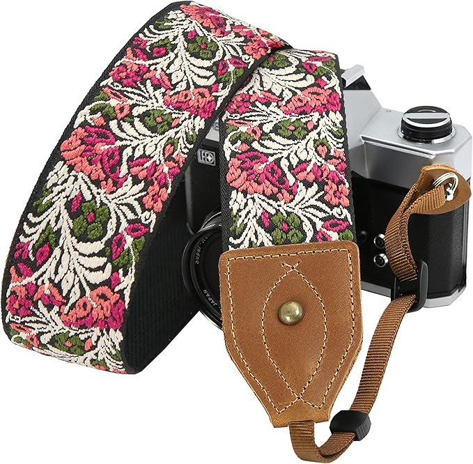 Padwa Lifestyle 2" Wide Classic Crazy Horse Art Cowhide Head Cotton Camera Straps for Photographers