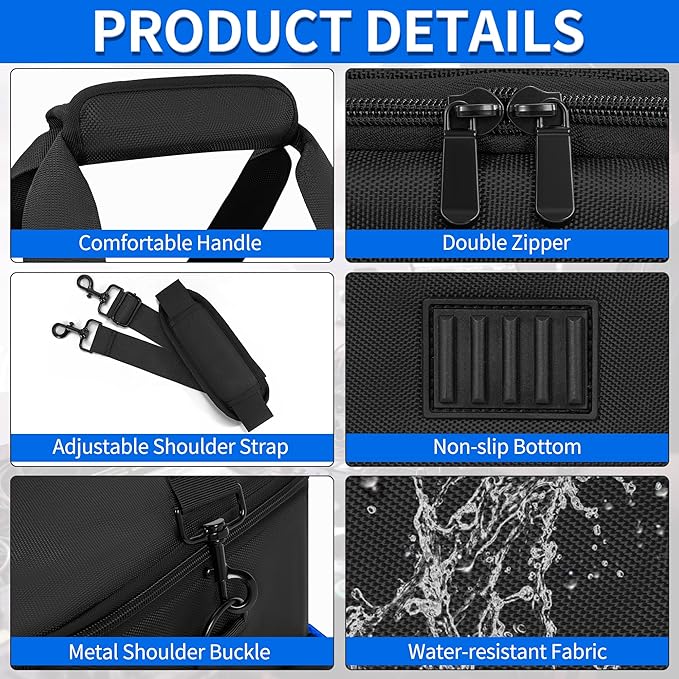 DJ Cable File Bag with 6 Detachable Dividers High Capacity Gig Cable Bag for Cords,DJ Gear,Sound Instrument and Accessories, Blue