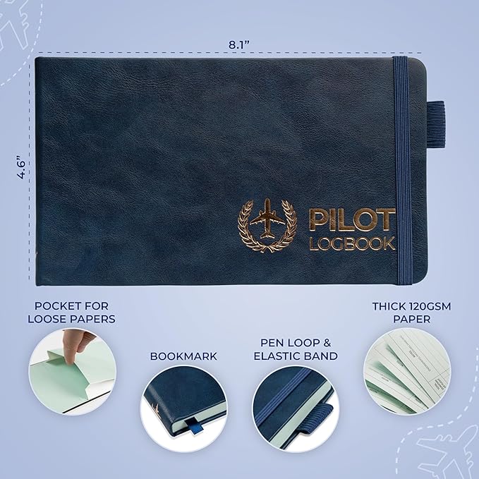 Clever Fox Pilot Logbook – Hardcover Flight Log Journal for Professional & Student Pilots – Aircraft Record Book, Aviation Gifts & Gear (Skyline Blue)