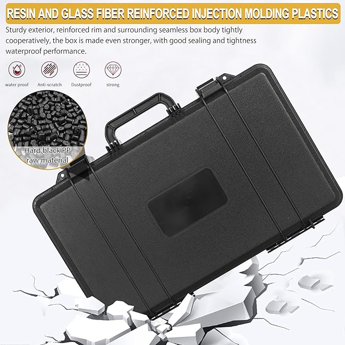 ITHWIU Protective Hard Case Shockproof Water-resistant with Customized DIY Foam Insert fit for Camera, etc, 20.5 X 13.5 X 5.5-Inch