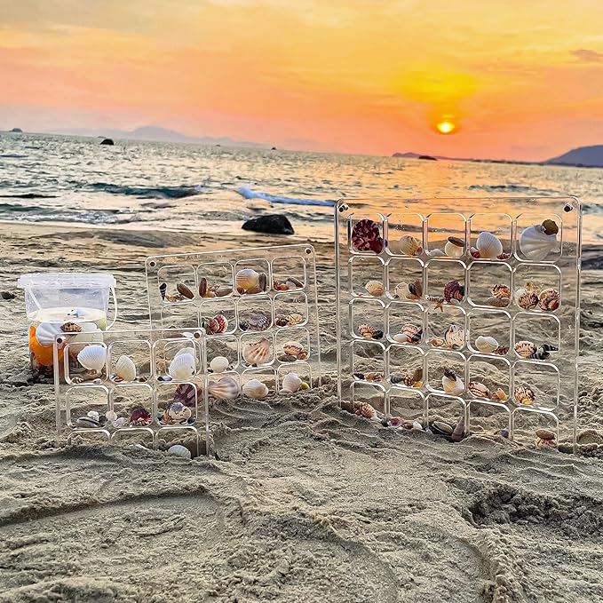 Multi-Style Clear Acrylic Magnetic Shadow Box for Tiny Treasure Hunting, Holder Display Grid Cabinet Case