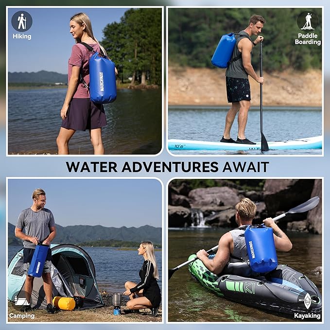 MARCHWAY Floating Waterproof Dry Bag Backpack 5L/10L/20L/30L/40L, Roll Top Sack Keeps Gear Dry for Kayaking, Rafting, Boating, Swimming, Camping, Hiking, Beach, Fishing