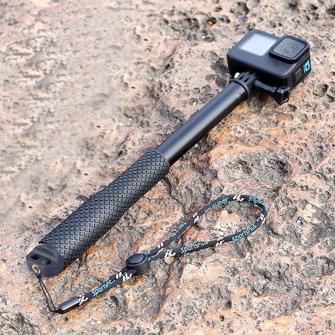 GEPULY Waterproof Selfie Stick Pole Hand Grip Adjustable Underwater Monopod for GoPro Hero 13 12 11 10 9 8 7 6 5 AKASO DJI OSMO 6 5 Pro Action Camera Black