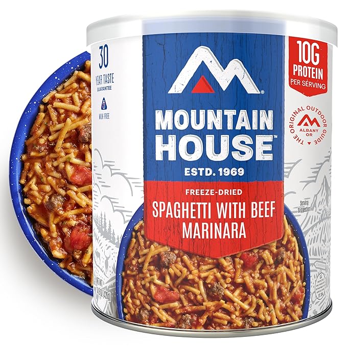 Mountain House Spaghetti with Beef Marinara #10 Can | Freeze Dried Survival & Emergency Food | 7 Servings