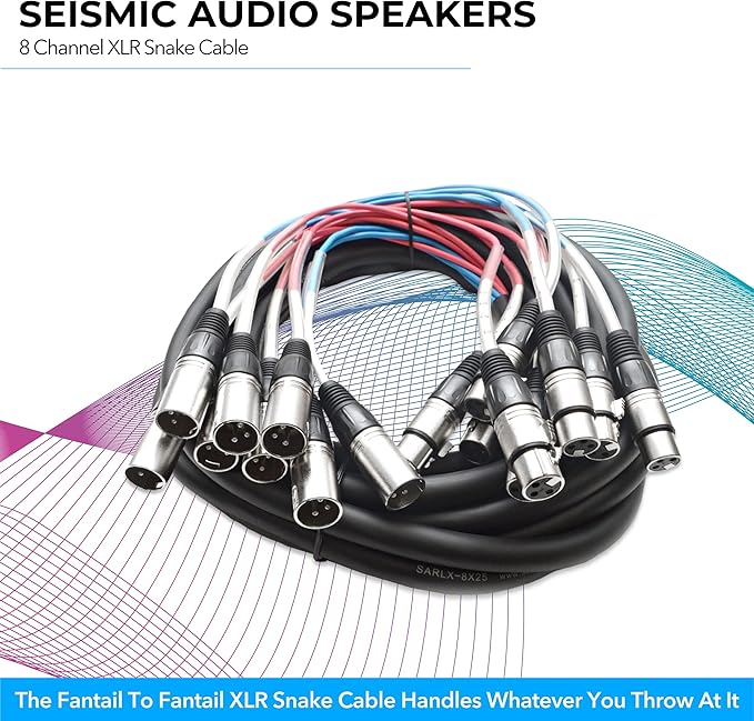 Seismic Audio SARLX-8x25 25-Feet 8-Channel XLR Snake Cable for Live, Recording, Studios, Gigs